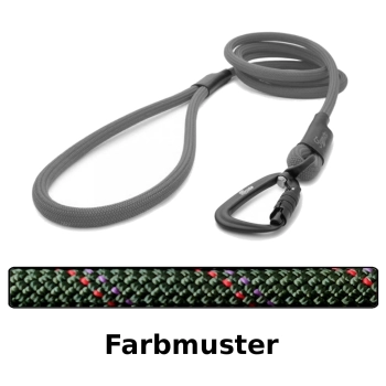 klassische Hundeleine TWIST - M - 115cm - olive mit rot und lila Linien